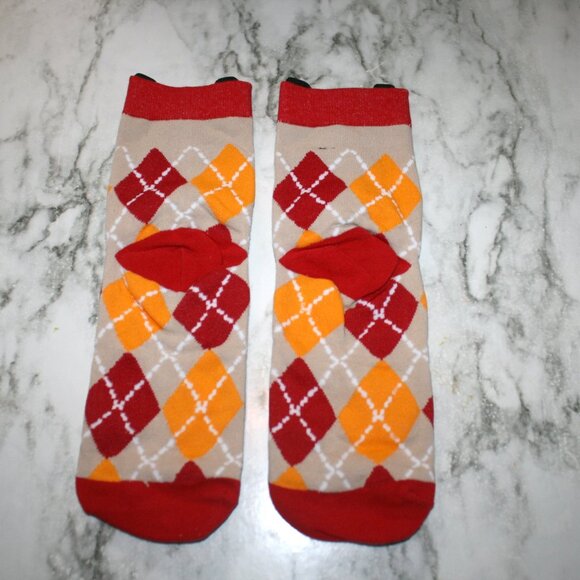 CAT LADY Socks Ankle Short Anklets Animal Print Argyle Feline Red Grey Orange - Picture 3 of 10